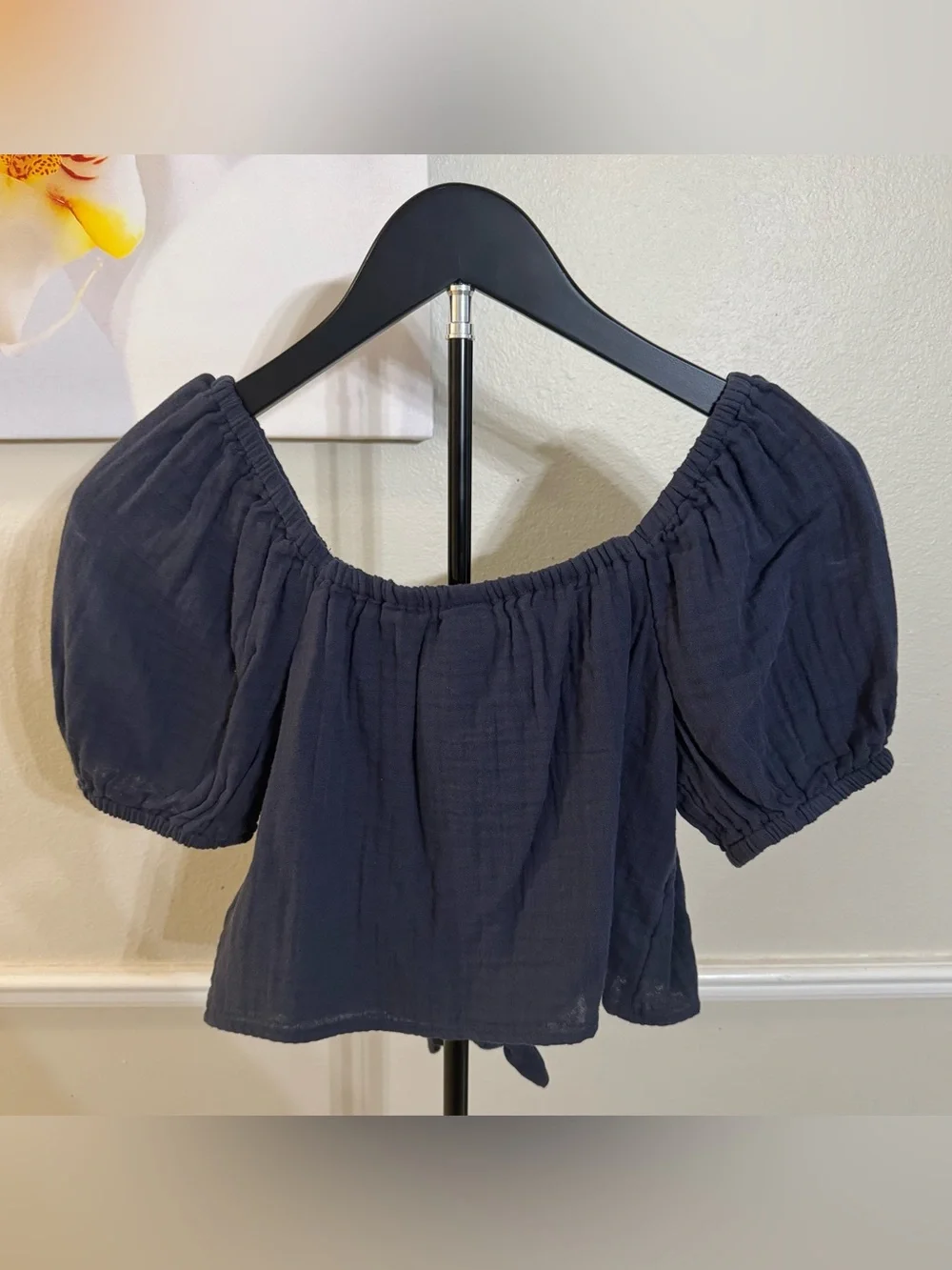 Old Navy Girls Puff-Sleeve Double-Weave Tie-Knot Top! Size XL.